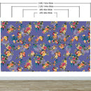 Tropical Flower Wall Mural. Paradise Botanical Flowers and Leave Purple Very Peri Color Background.