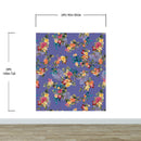 Tropical Flower Wall Mural. Paradise Botanical Flowers and Leave Purple Very Peri Color Background.