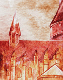 Wizardly World Wall Mural. Fantasy Theme with Castle / Train / Owl Peel and Stick Wallpaper.