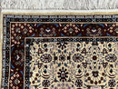 Fine Sino-Persian Silk Rug 3x5, High Quality Silk Carpet, Handmade Small Silk Rug, Allover Repeated Motif, Tan Maroon Blue Vintage Silk Rug