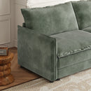 Corduroy Fabric 4-Seater Comfy Cloud Couch with 2 Movable Footrest for Living Room,Oversized Deep Seat U-Shaped Couch Set, Upholstered Large Size Deep Seat Sofa with 4 cushions