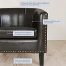Espresso Brown Faux Leather Barrel Chair Nailhead Trim