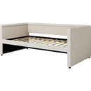 Modern Style Twin Size Upholstered Daybed with Trundle for Guest Room, Small Bedroom, Study Room, Beige