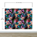 Colorful Tropical Foliage Pattern Wall Mural. Peel and Stick Wallpaper.