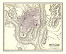 Vintage Map of Jerusalem, Israel 1901