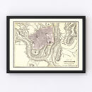 Vintage Map of Jerusalem, Israel 1901