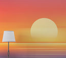 Orange Sunset Over Beach Wall Mural. Blurred Abstract Sunset Over Coastline.