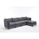 Modular Sectional Sofa,  L Shaped Couch Set for Living Room, 4-Seater Comfy Cloud Couches with Movable Ottoman Dark Grey