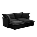 Slipcovered Sofa 2 Seater Sofa    With 2 Ottomans, 2 Seater Sleeper Sofa Bed Home Theater Oversized Sofa For Living Room, Chenille, Black
