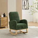 25.4'W Green Boucle High Back Glider Rocking Chair with Retractable Footrest and Rubber Wood Legs for Nursery and Living Room