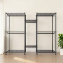 Heavy Duty Garment Rack With 8 Adjustable Wire Shelves and 5 Clothes Rails, Freestanding Closet Organizer, Black Metal