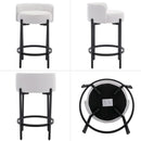 26 Inch Round Faux Leather Bar Stools Set Of 2 White
