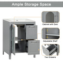 24' Bathroom Vanity with Sink, Bathroom Vanity Cabinet with Two Drawers and Door, Adjustable Shelf, Solid Wood and MDF, Grey (Old Sku:WF309411AAE)