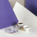 Amal - Espresso /Turkish Coffee Cups, (12-Pc)- Purple & Gold