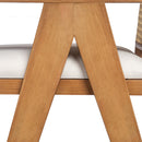 27' Height, Cream Woven Cane Plastic Backrest Bar Stool - Foam-Padded Fabric Seat & Durable Rubberwood Frame
