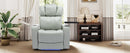 Modern PU Leather Power Recliner with Cooling Cup Holder, Bluetooth Speaker, LED Lights, USB Ports, Tray Table, Arm Storage, Grey
