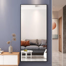 Tempered mirror 71" x 32" Tall Full Length Mirror with Stand, Black Wall Mounting Full Body Mirror, Metal Frame Full-Length Mirror for Living Room, Bedroom