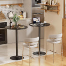 Black Circular Bar Table Water proof Coated Metal Base