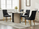Rayon Cloth Flocking Chenille Dining Chairs Channel Kitchen Dinner Chair Comfy Fabric Upholstered Accent Chair for Dining Room with Golden Stainless Steel Plating Legs,Set of 2 (Black), SW1647BK