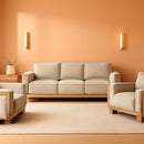Oran Modern Sofa Set With Track Arms Light Brown Living Room