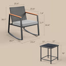 Outdoor Rocking Bistro Set With Cushions And Glass Table