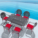 (Cushions In Random Colors)7-Piece Set Of Cast Aluminum Patio Furniture With Cushions