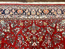 Indo Persian Sarouk Rug 8x10, Red, Floral Allover, Handmade Vintage Wool Carpet, Traditional Rug