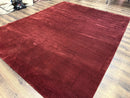 Modern Tibetan Rug 8x10, Red, Stripes, Handmade Wool Thick Pile Carpet