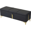 2-Pieces Bedroom Sets,Queen Size Upholstered Platform Bed with Hydraulic Storage System,Storage Ottoman with Metal Legs,Black