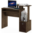 Walnut Compact Desk With Keyboard Tray And Shelves