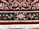 Chinese Aubusson Rug 9x12, Burgundy, Handmade Vintage Wool Carpet, Fine 210 KPSI, Elegant European Design