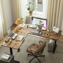 Electric L-Shaped Standing Desk 63 By 55 Inch Rustic Brown