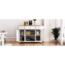 K&K 54inch Large Kitchen Island with Rubber Wood Drop Leaf, Embossed Texture Rolling Kitchen Cart on 4 Wheels with 4 Doors and 3 Drawers, Kitchen Island with Storage for Kitchen, Dining Room,White