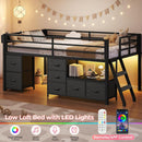 Twin Loft Bed With LED Lights And Storage Drawers Included