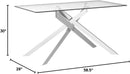 58.5 Inch Rectangular Glass Dining Table With Silver Finish