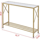 Gold And White Narrow Console Table With Shelves 41 Inch Long