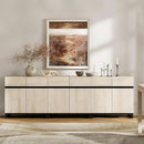 3 In 1 Multifunctional Sideboard Buffet Cabinet With Adjustable Shelves In Light Oak Finish For Living Room