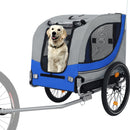 Large Folding Bike Trailer for Dogs – 120LB Capacity All-Terrain Pet Carrier, Durable Steel Frame for Cycling, Jogging, Camping & Outdoor Adventures, Gray- Blue