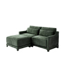 Elegant Green Chenille Two-Seater Sofa with Ottoman & Lumbar Pillows, Ergonomic Design, Easy Install