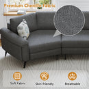 111' Upholstered 3-seater Sofa Curved Sofa Couch with Two Printed Pillows for Living Room, Dark Gray