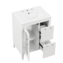 24' Bathroom Vanity with Sink, Bathroom Vanity Cabinet with Two Drawers and Door, Adjustable Shelf, Solid Wood and MDF, White (Old Sku:WF309411AAK)