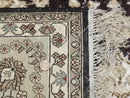 Indian Kashmiri Silk Rug 10x14, Floral Medallion