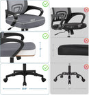 Dark Grey Ergonomic Mesh Office Chair With Lumbar Support Mid Back