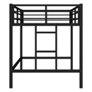 Twin Size Metal Loft Bed, Loft Bed with Easy Climbing Ladder and Guardrails for Kids, Black