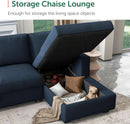 Blue Velvet U Shaped Sleeper Sofa With Pull Out Bed
