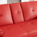 67-inch Red Leather Multifunctional Double Folding Sofa Bed with Coffee Table for Office Use