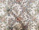 Pak Persian Floral Rug 11 x 12.6, Ivory, Very Fine, Hand Knotted