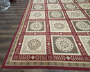 Needlepoint Rug 9x12, Panel Design, Burgundy Taupe, Elegant