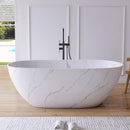 [63X29.5-Inch] Nuvia Freestanding Modern Marble-Design Solid Surface Soaking Tub With Overflow (SAK11528)