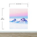 Pastel Color Mountain View on Top of Clouds Wall Mural. Peel and Stick Wallpaper / Removable Wall Mural.